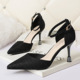 8132-6 han edition style light pointed mouth high-heeled shoes nightclub show thin one word with sandals web celebrity diamond for women's shoes