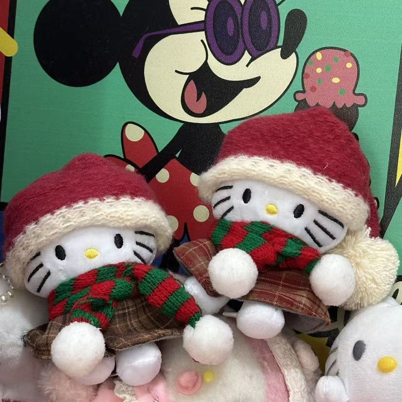 冬日圣诞节红色帽子hellokitty猫包包公仔小挂件书包挂饰毛绒玩偶|undefined