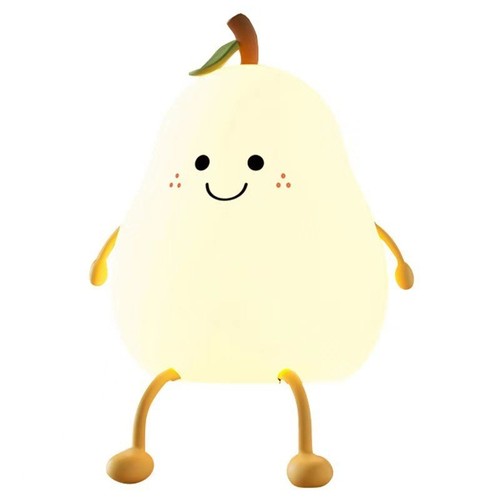 Creative and interesting fruit indistinguishable pear sleep lamp USB charging color changing silicone lamp LED soft light eye protection timer lamp