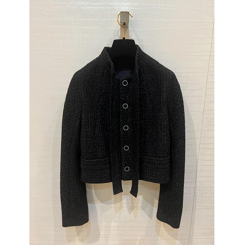 High-End Luxury Black Retro Jacket for Women, Spring and Autumn 2026 New Style, Elegant Socialite Style, High-End Tweed Top