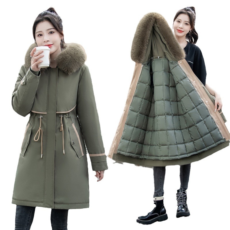Paquiao2024 nueva mujer invierno plumón ropa de algodón cintura gruesa interior de tamaño grande chaqueta de algodón desmontable