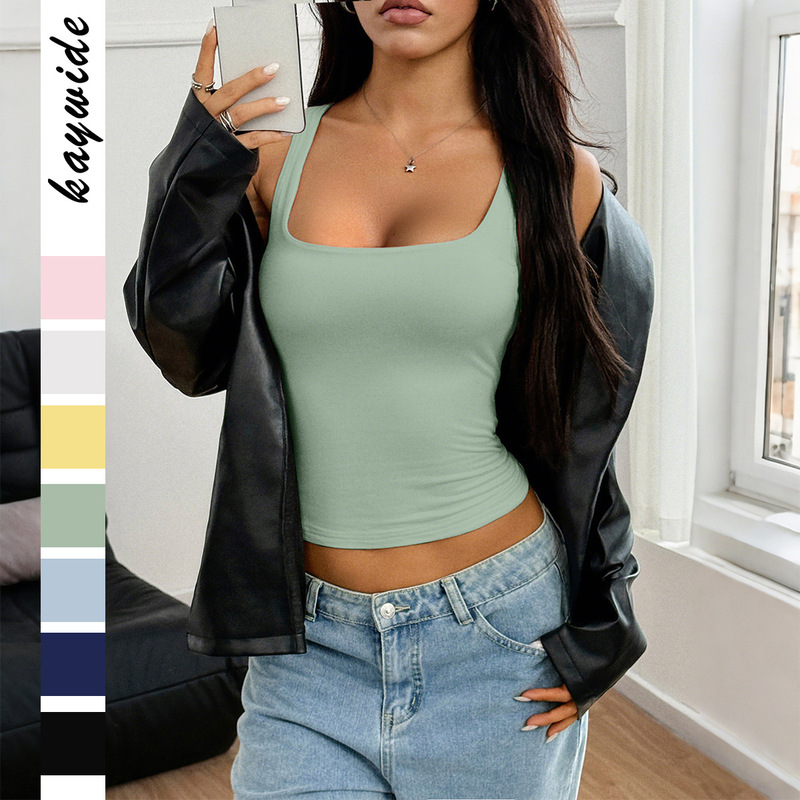 Cross-Border European and American Y2K Sexy Style Solid Color Camisole T-Shirt Women's Clothing 2026 Spring and Summer Amazon Foreign Trade Independent Platform Cross-Border European and American Y2K Sexy Style Solid Color Camisole T-Shirt Women's Clothing 2026 Spring and Summer Amazon Foreign Trade Independent Platform