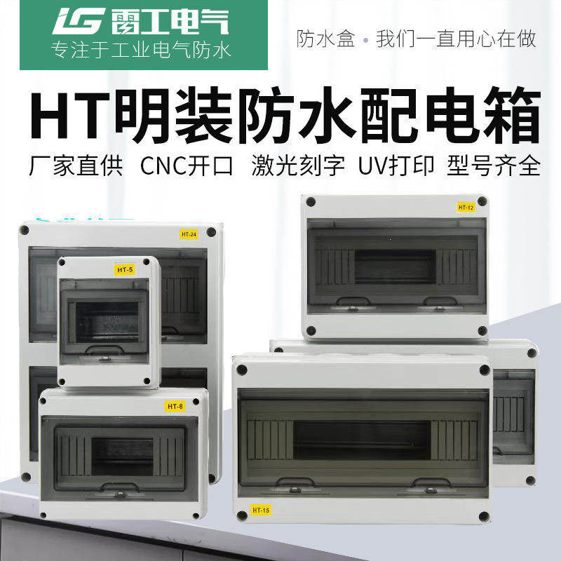 雷工HT回路防水配电箱家用小型空开漏电盒室外开关盒户外防雨防