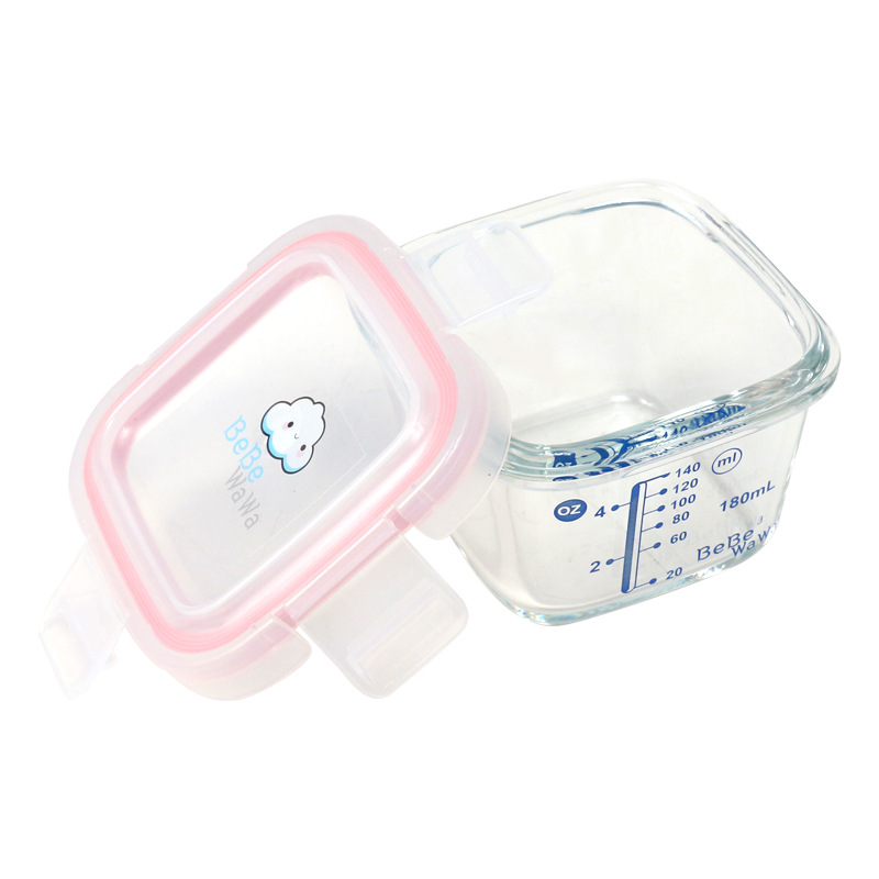 Steamable Baby Food Bowl with Scale, Baby Bowl, Sealed Jar, Freezer Storage Box, Glass Preservation Box, Food Storage Box