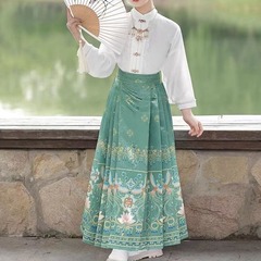 Child's Hanfu Dress with Mamian Skirt, Vintage Chinese Style, New Arrival Ancient Style Skirt with Traditional Chinese Print, Chinese Traditional Costume Set for Girls