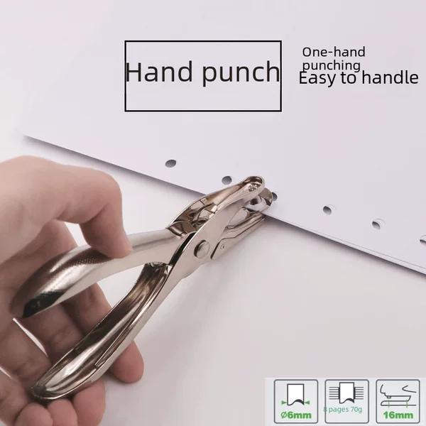 Single hole punching machine mini manual round hole small punching machine stationery student diy binding loose-leaf punch