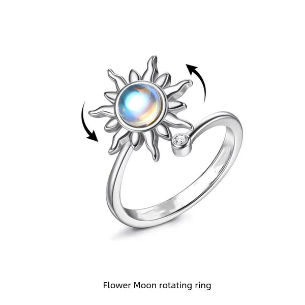 Sunflower Rotating Ring European and American Stress Relief Opening Adjustable Stacking Ring Universal Wheel Bracelet
