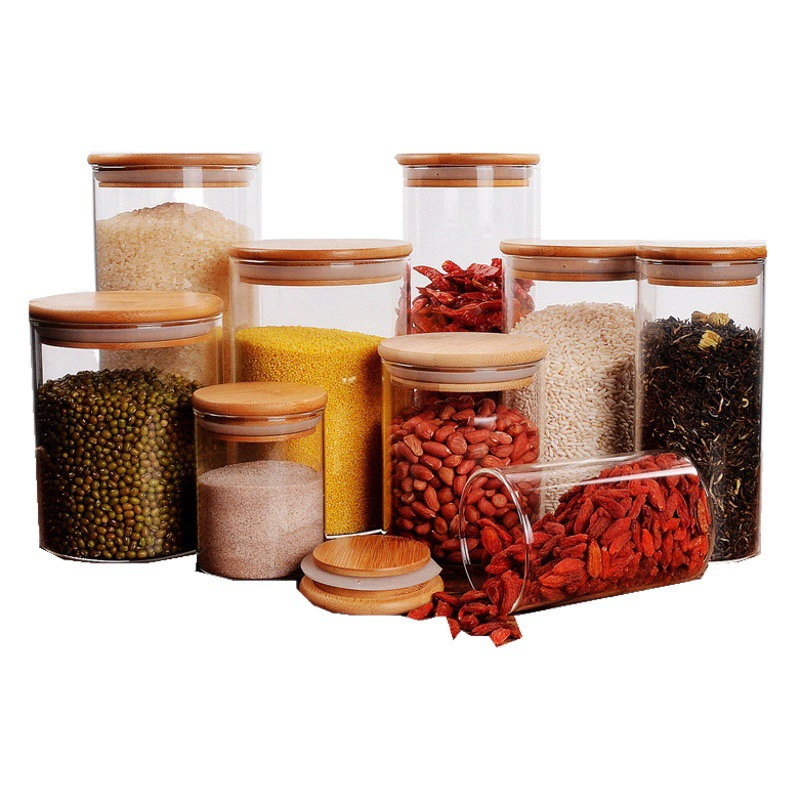 Поставка бамбуковая деревянная крышка стеклянная банка для хранения герметичная банка для хранения бутылки для хранения банки для чая банки для сушеных фруктов стеклянная бутылка