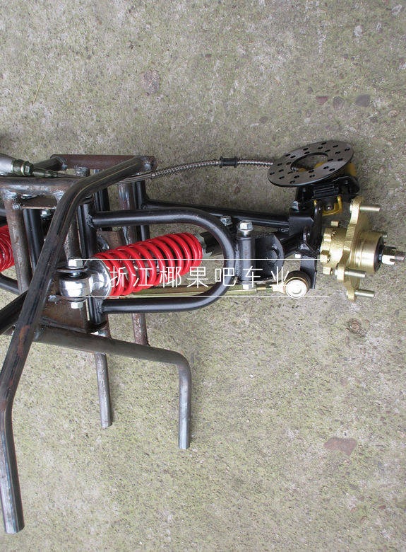 DIY four-wheeler accessories, 2-wheel modified inverted three-wheeler front axle frame, ATV suspension, brake, and steering assembly