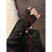 韩系高级感星星印花冰丝睡衣女春季新款长袖长裤家居服套装可外穿