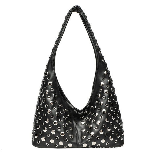 European and American Fashion Women's Bag 2025 New Casual Cool Cool Dot Rivet Underarm Bucket Shoulder Tote Bag