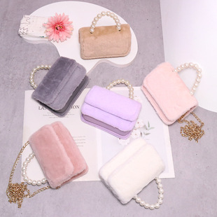 New girl's bag small bag little girl autumn and winter New fine rabbit fur messenger bag Princess fashion style handbag