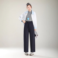 新款弹力针织牛仔哈伦裤宽松九分裤松紧腰百搭通勤显瘦裤子女秋冬