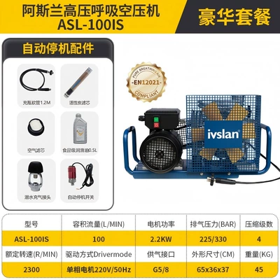 Ivslan High-Pressure Breathing Air Hava kompressorları - asl-100is-220v-automatic-shutdown-luxury-package-comes-with-diving-inflatable-head