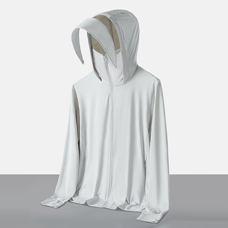 Hombre y mujer desmontables chaqueta protector solar hielo anti-UV al aire libre chaqueta de piel logotipo impresa