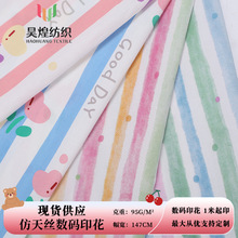 现货仿天丝蓝白条纹花卉字母数码印花面料春夏全棉衬衫时装碎花布