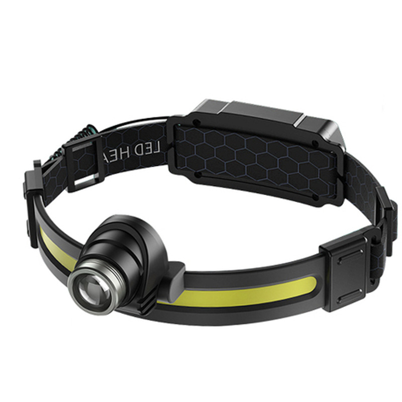 Transfronterizo nuevo XPG inducción COB faro lámpara de pesca al aire libre USB recargable zoom LED fuerte luz de silicona faro