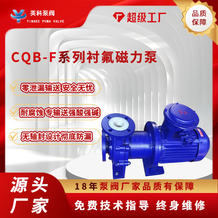 衬氟磁力泵CQB50-40-160F耐酸碱铸铁衬氟塑料化工防爆变频耐腐蚀