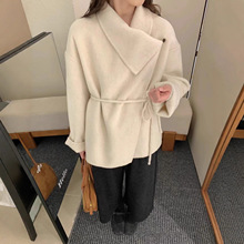 名媛老钱风双面羊绒大衣女短款收腰设计感高级减龄显瘦羊毛呢外套