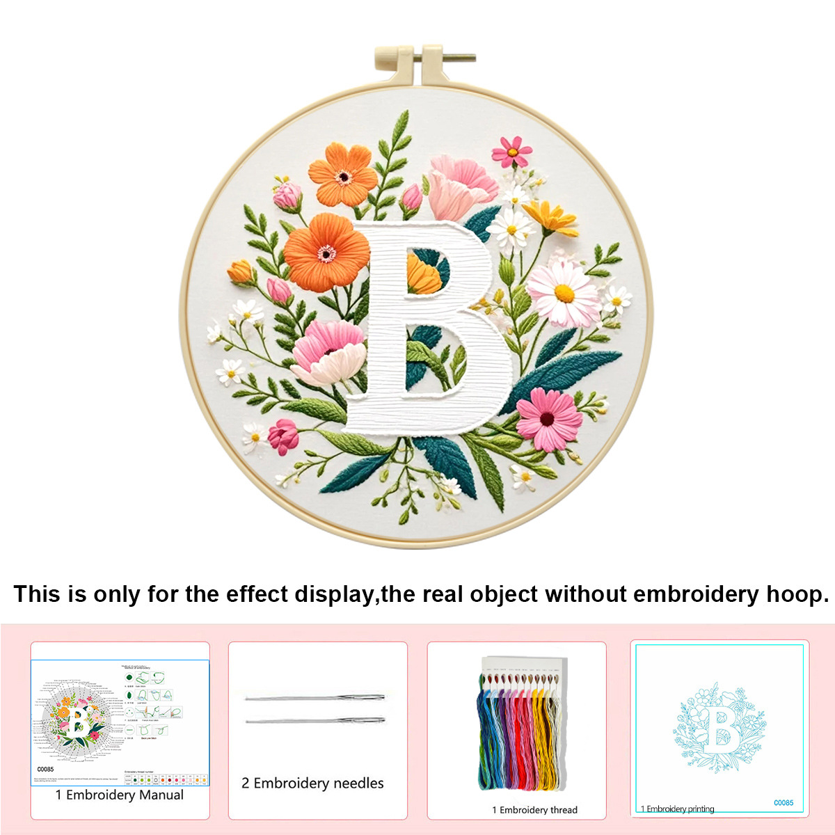 Hecho a mano flores y plantas europeas bordadas paquetes de materialdiy inglés 26 letras simple principiante nivel de bordado al por mayor