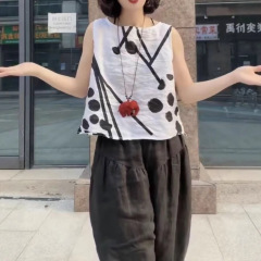 52781 新しい大愛美源 2025 夏の新ファッションノースリーブカットスリーブトップリラックスカジュアルパンツ女性