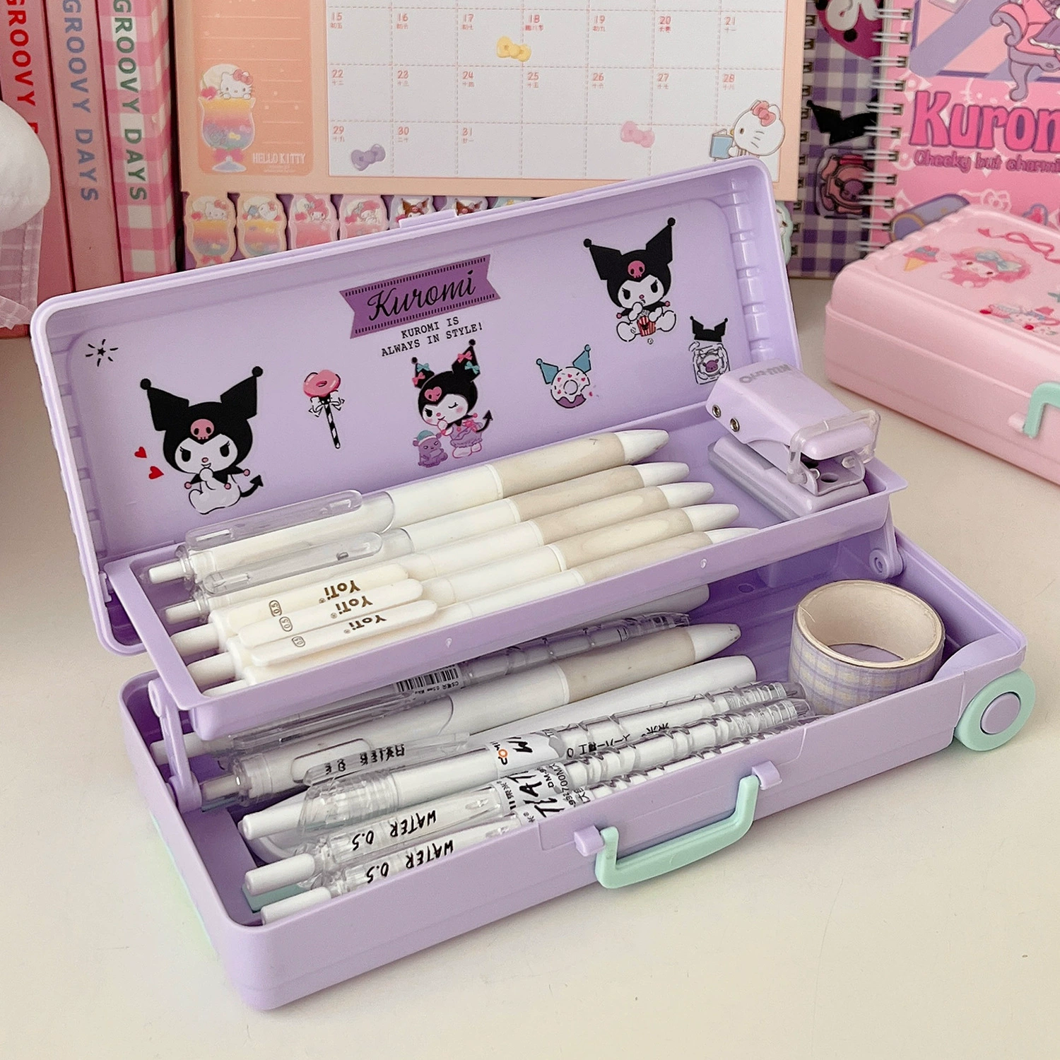 Sanrio, пенал, двойной слой детский универсальный чемодан для начальной школы