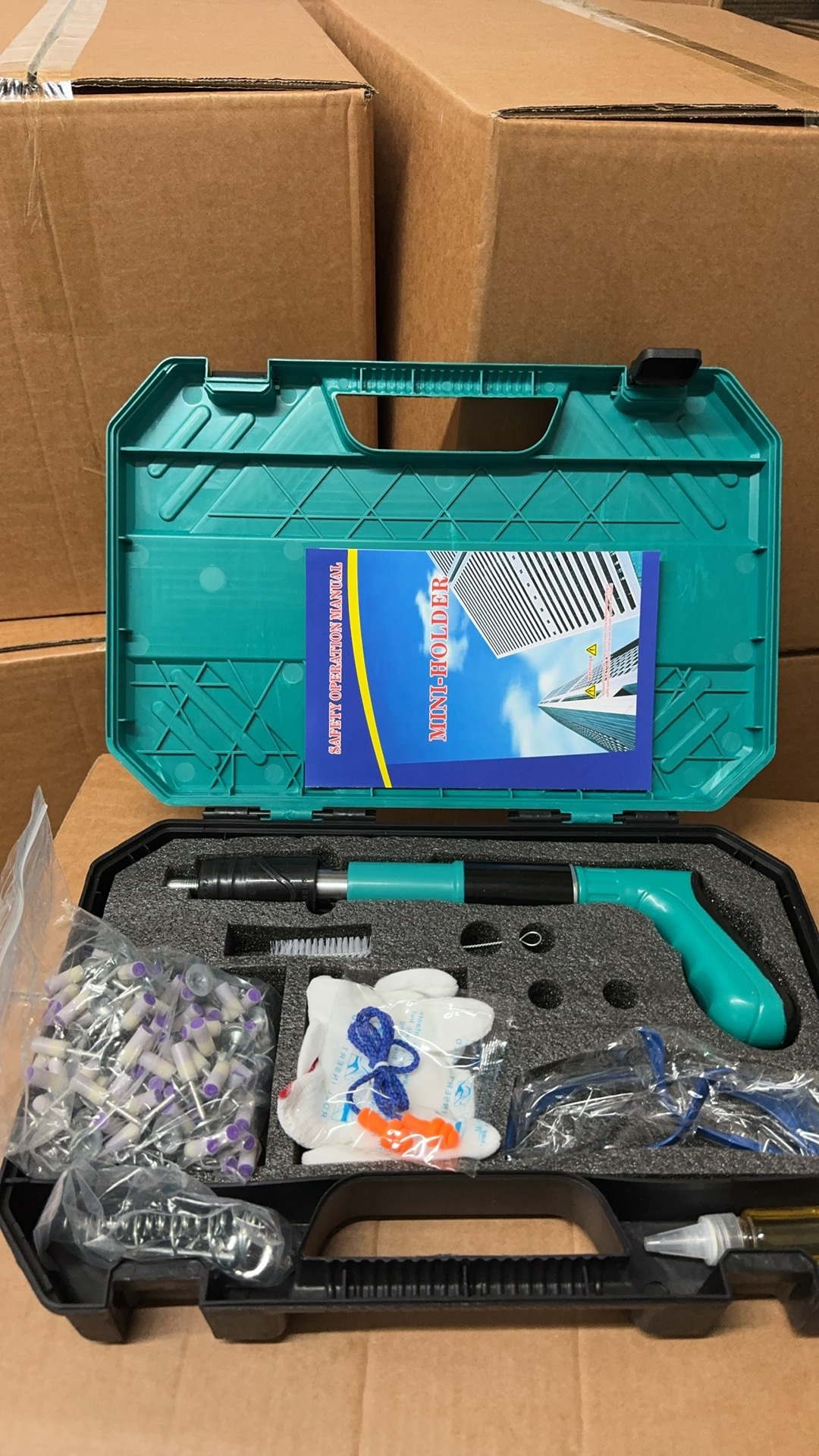 Mini pistola de clavos ajustable para techo, herramienta profesional con silenciador, ideal para bricolaje y construcción