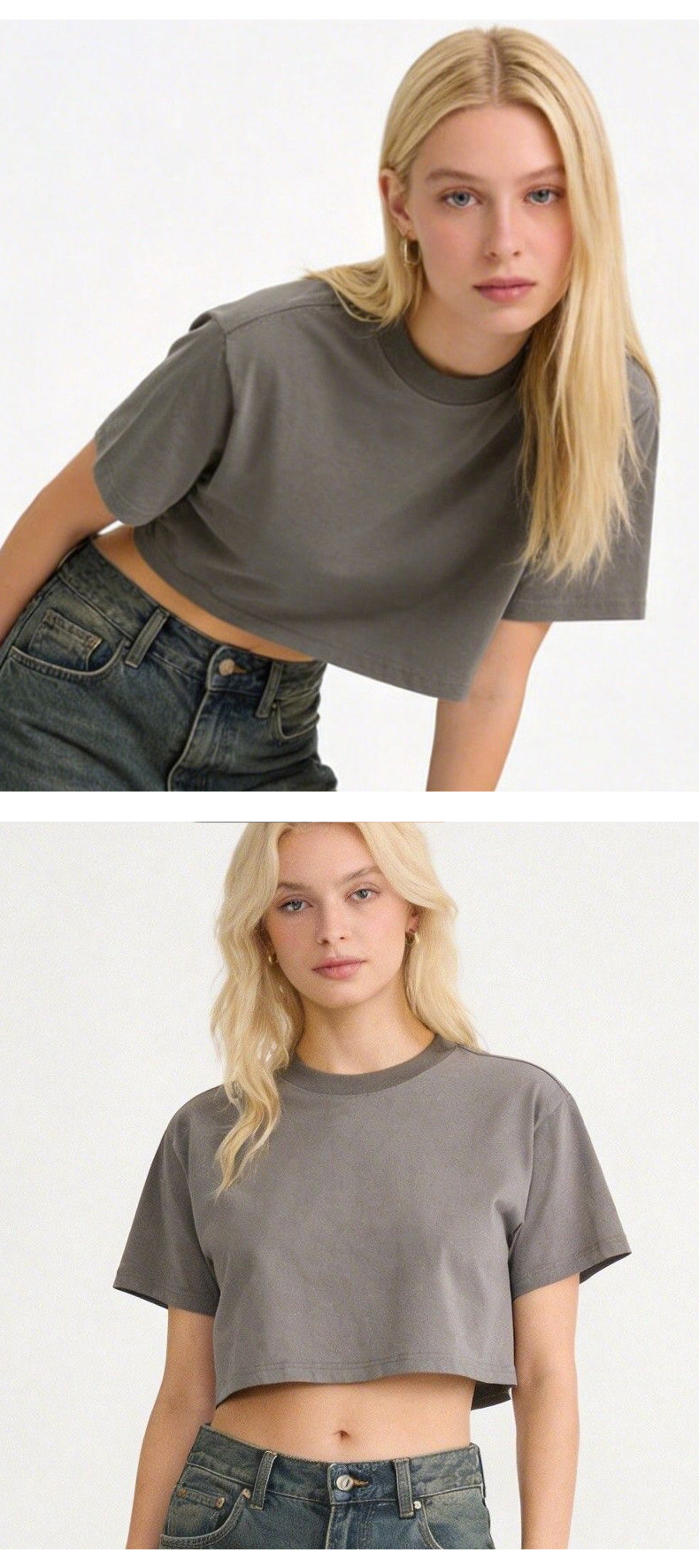 Summer Loose Round Neck Short T-shirt With Exposed Navel, Casual Solid Color Short Sleeved Shirt_ecoleips.com