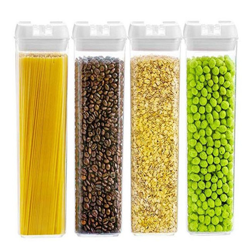 Whole Grain Pasta Nut Box Food Moisture Proof Transparent Storage Jar Square 1.9L Four-Piece Set