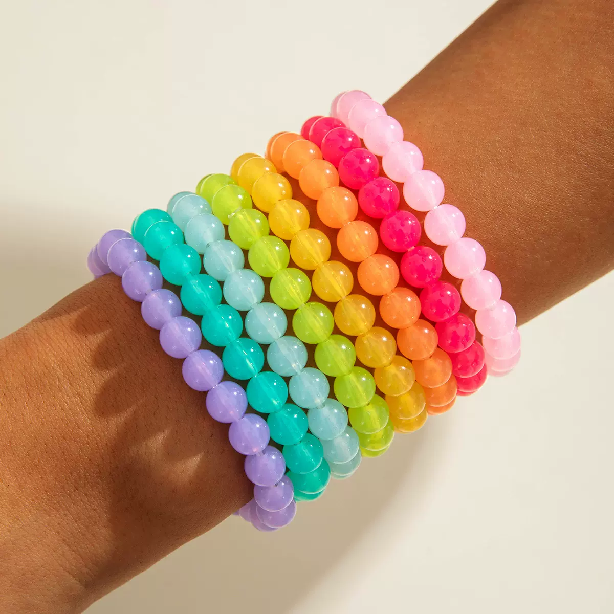 欧美跨境时尚简约手链串珠珠子 多巴胺设计感亚克力手串 手链批发