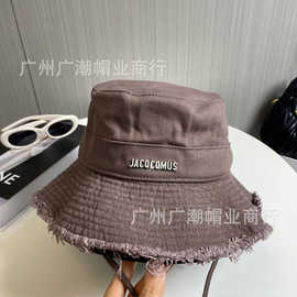 可水洗毛边大檐遮阳阻晒渔夫帽户外高顶英文字母网红帽现货批发