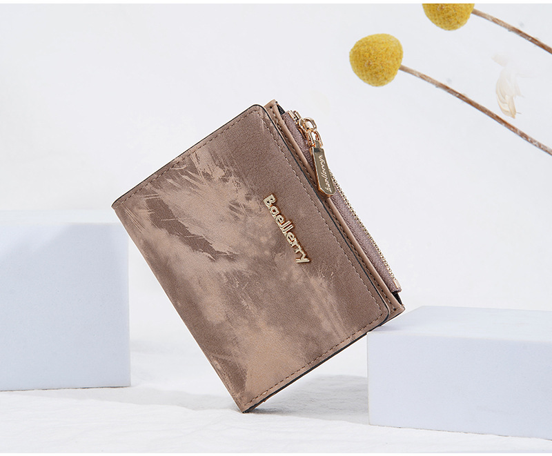 Geldbörse: Neue, kurze Geldbörse für Damen im Tintenmalerei-Stil, Münzfach für mehrere Karten, durchgehendes Geldscheinfach und Seitentaschen mit Reißverschluss für Münzen und Ringe._voghion.com