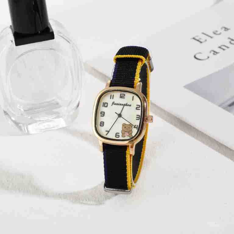 Women's Quartz Watch With Cute Bear Canvas Strap For Students_voghion.com