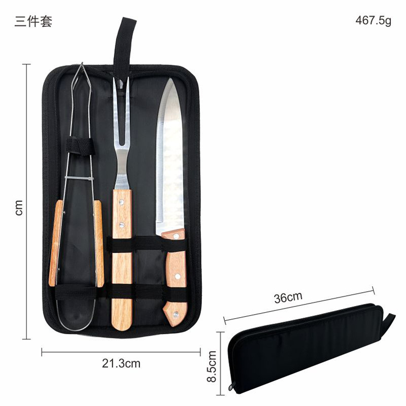 Juego de Utensilios para Barbacoa con Mango de Madera de 4 Piezas
