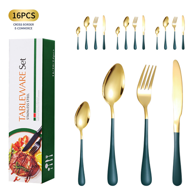 Amazon vajilla transfronteriza 1010 traje de acero inoxidable juego de 16 piezas Conjunto de 4 piezas creativo cuchillo de carne occidental tenedor cuchara