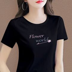 純綿半袖tシャツ女性洋気上着夏新作韓国版ins潮減齢スリム半袖tシャツ