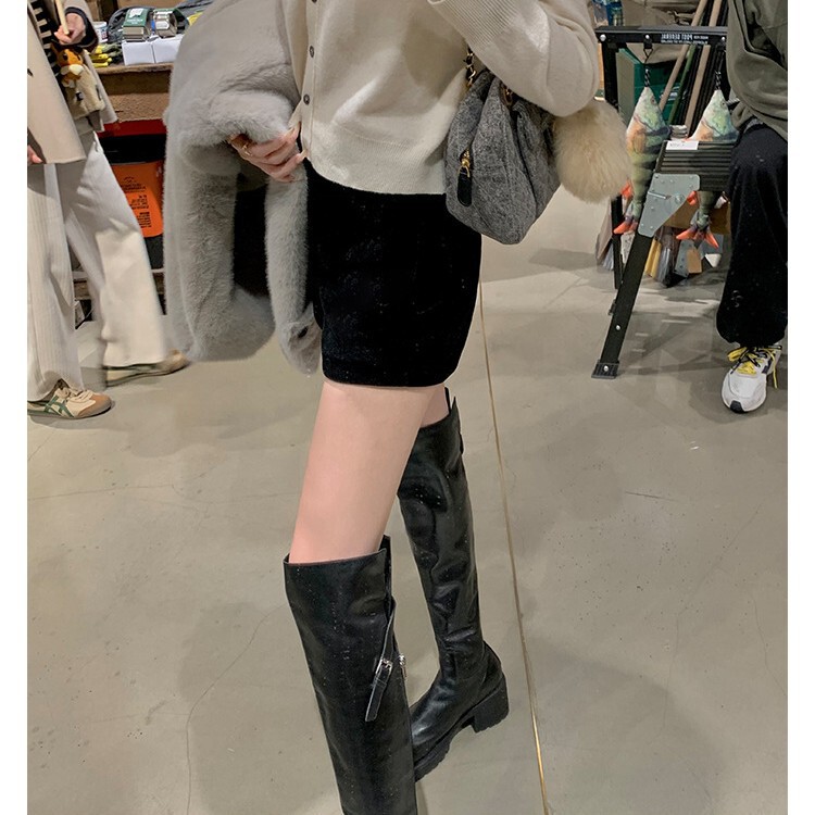 葡萄妈同款现货~新款马纹圆头显瘦百搭厚底粗跟过膝长靴女秋冬|undefined