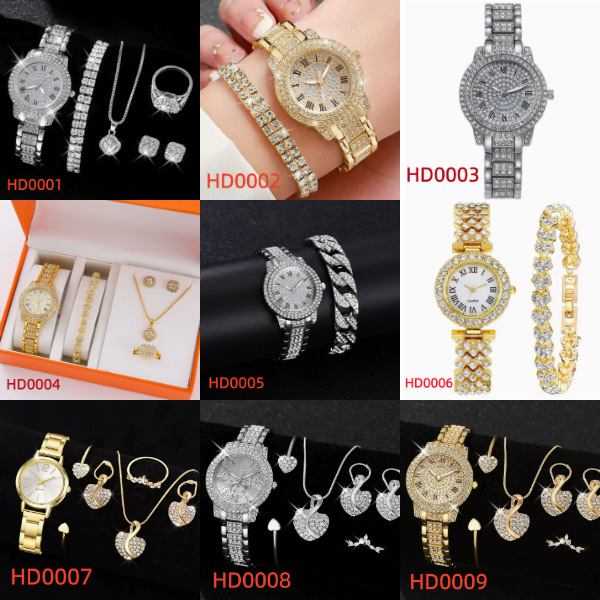 Trendy Best-Selling Roman Numeral Luxury Diamond-Studded Cuban Bracelet with Women's Watch Fashionable Hip-Hop Steel Watch