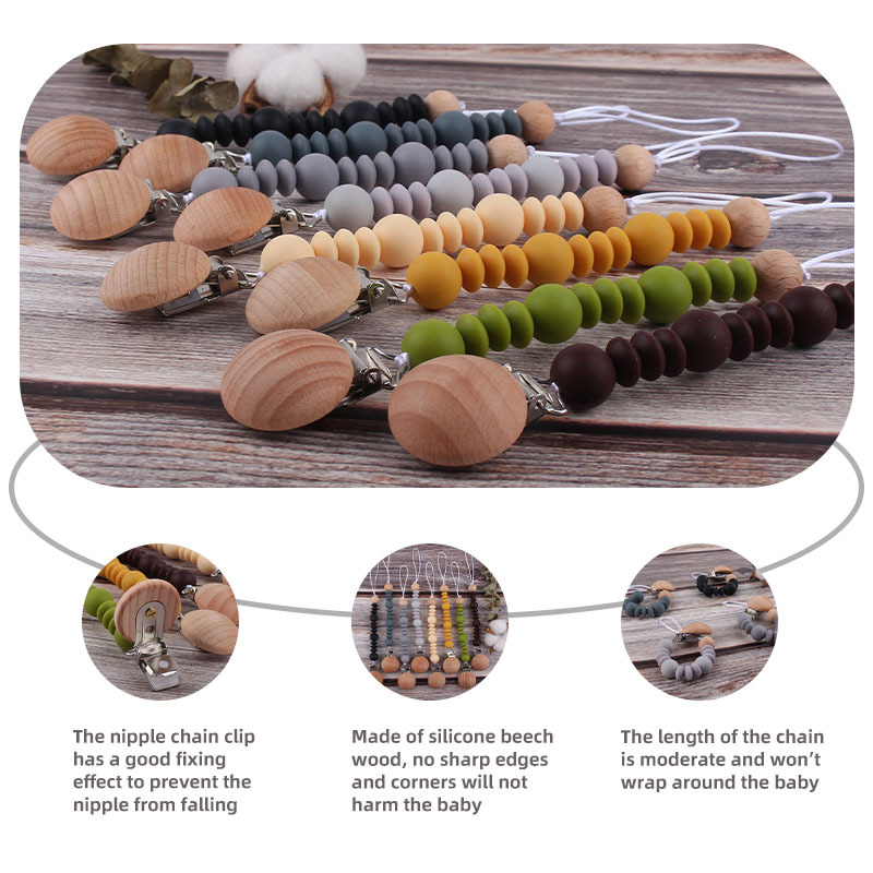 Bebé chupete de silicona pezón anti-gota cadena bebé juguete clip de chupete de haya suministros maternos e infantiles Amazon nuevo