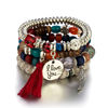 Accessory, souvenir, jewelry with tassels, fashionable beaded bracelet, boho style