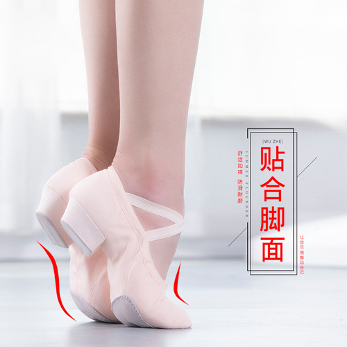 Adult teacher dance shoe art candidate practice shoes soft-soled body shoes etiquette cat claw strap heel canvas ethnic dance shoes