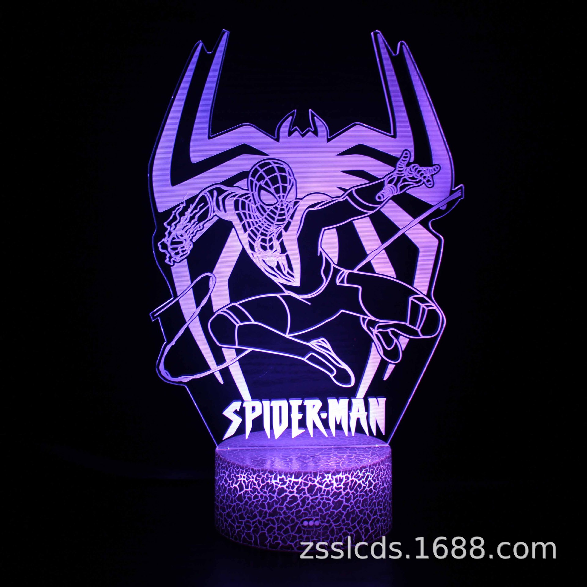 Cruz-frontera Spider-Man serie 3D noche luz creativa USB plug-in colorido noche luz al por mayor LED lámpara de mesa de regalo