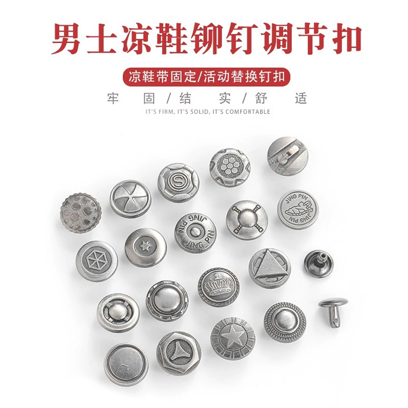 Сандалии застежки аксессуары металлические пуговицы летние мужские пляжные туфли кожаные тапочки