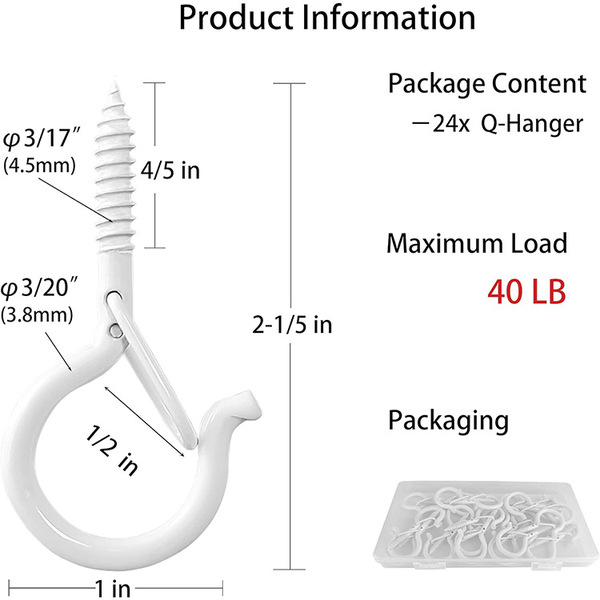 Outdoor string light screw hook