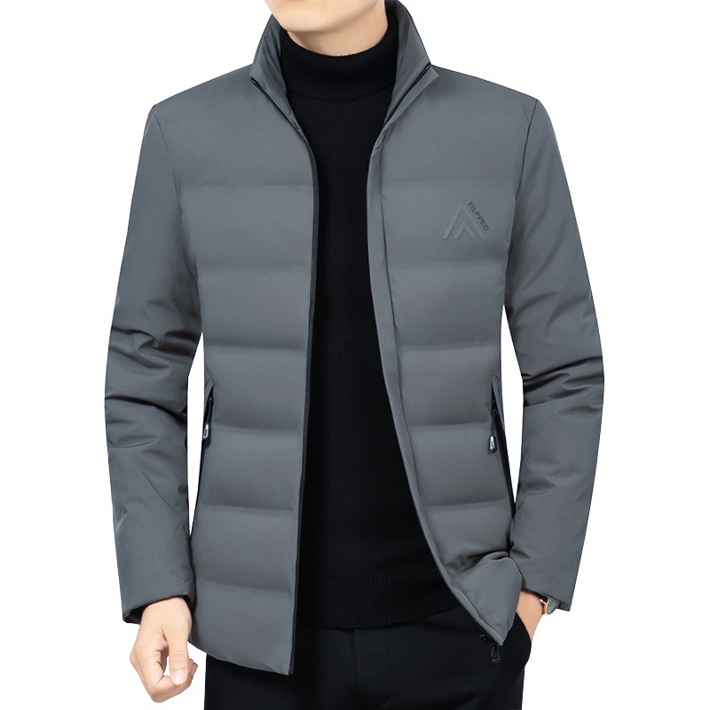2024 invierno nuevo estilo chaqueta acolchada de algodón casual para hombres de mediana edad, chaqueta acolchada gruesa para papá, chaqueta acolchada cálida con cuello alto para hombres
