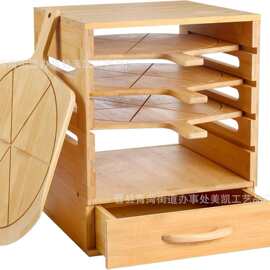 披萨板收纳架木质多层调料架 厨房带抽屉收纳柜家用披萨盘套装