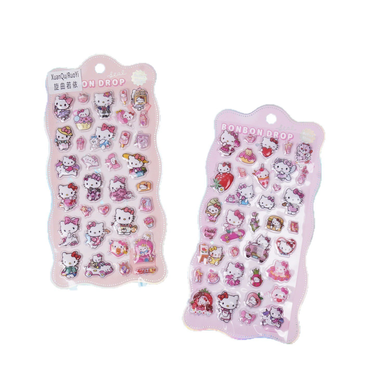 3D Embossed Sticker Set (Hello Kitty) — Cute Three-dimensional Decorative Stickers, 14 g
