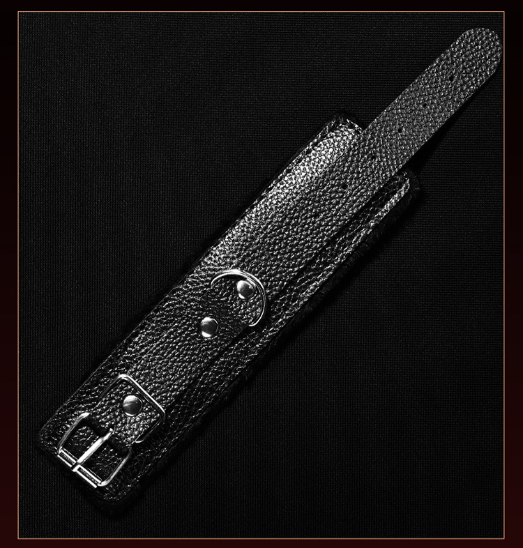 Jiuai SM Plush Handcuff Restraint Set, Black PU Bondage Cuffs for Couples — detail image 14