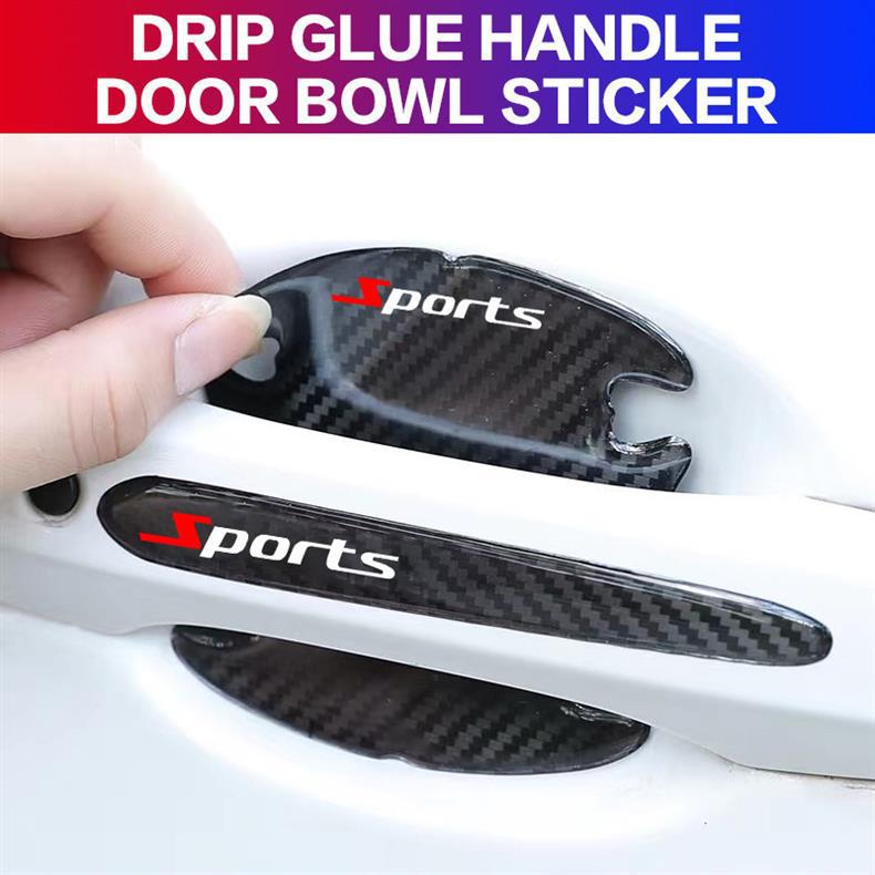 Carbon Fiber Door Handle Stickers for Car Doors, Anti-Scratch Car Door Bowl Stickers, Door Handle Stickers, Scratch Paint Protection Stickers, Decorative