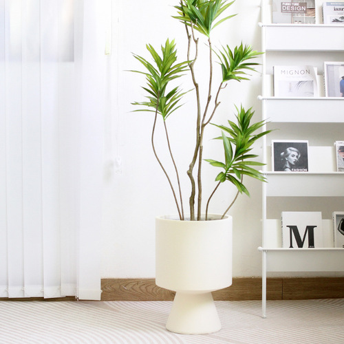 Thousand-year-old wood creative high-end wine glass Internet celebrity lily bamboo large cement set basin Nordic simple floor-standing flower pot